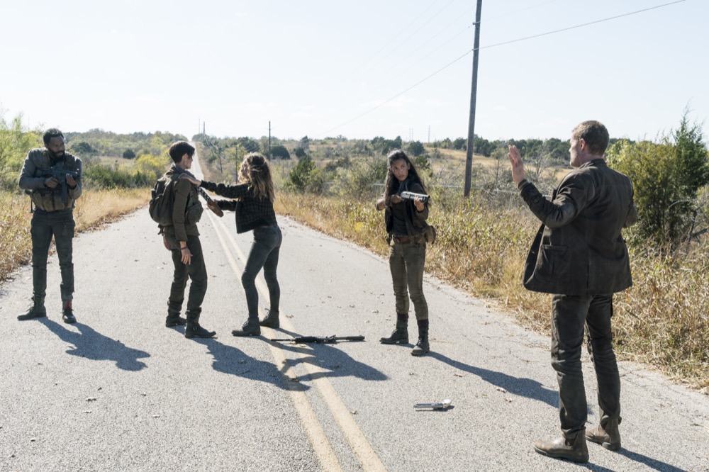 Colman Domingo as Victor Strand, Maggie Grace as Althea, Alycia Debnam-Carey as Alicia Clark, Danay Garcia as Luciana, Garret Dillahunt as John Dorie - Fear the Walking Dead _ Season 4, Episode 1 - Photo Credit: Richard Foreman, Jr/AMC