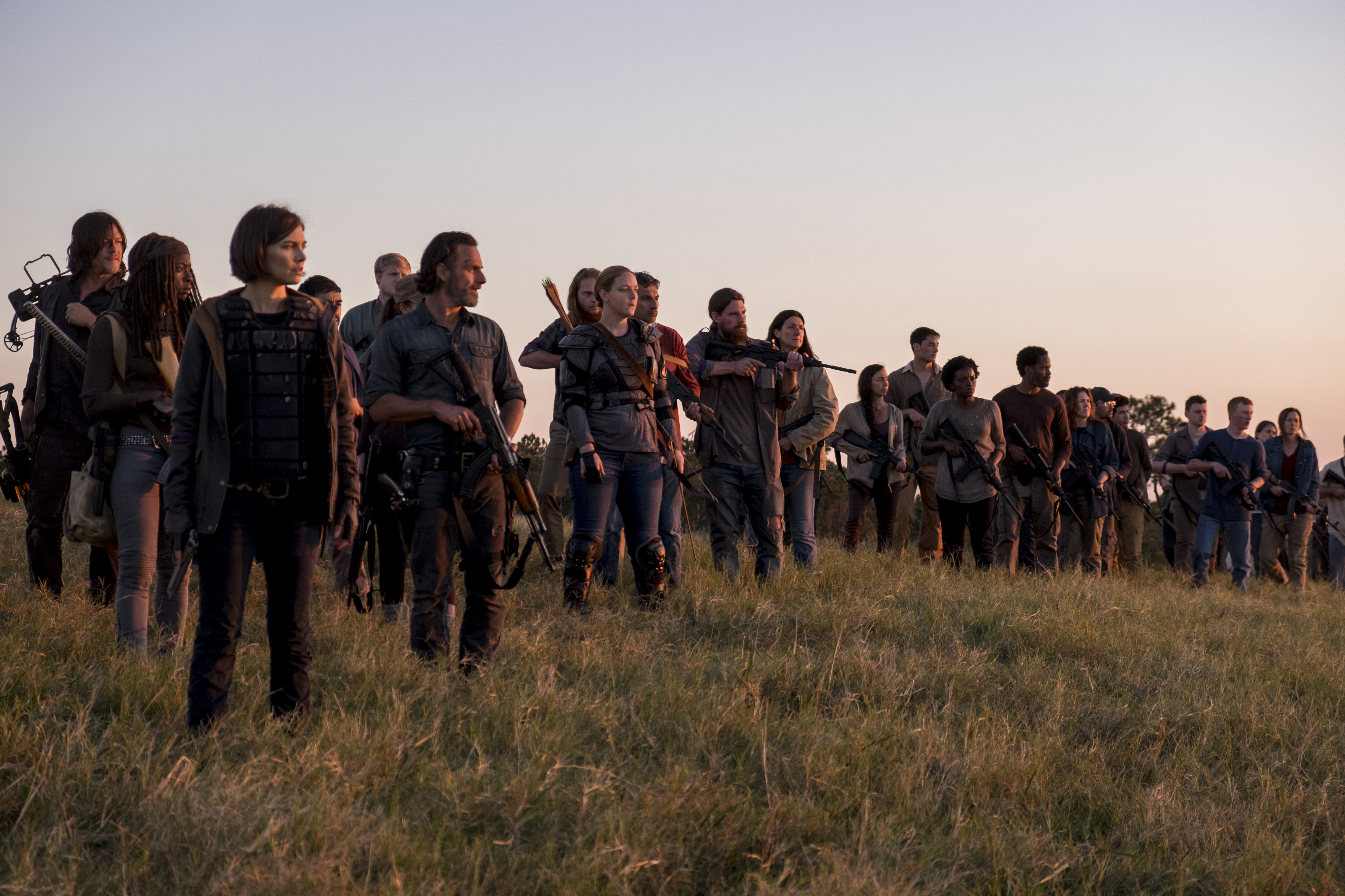 Norman Reedus as Daryl Dixon, Danai Gurira as Michonne, Lauren Cohan as Maggie Rhee, Andrew Lincoln as Rick Grimes - The Walking Dead _ Season 8, Episode 16 - Photo Credit: Gene Page/AMC