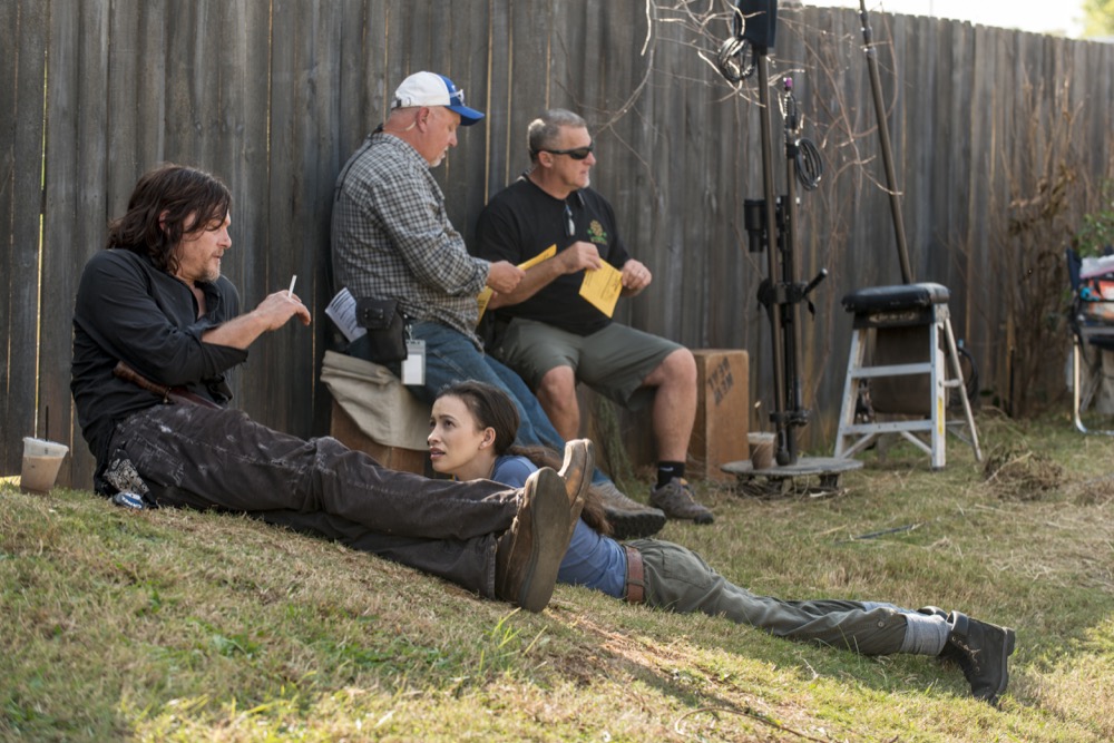 BTS, Norman Reedus as Daryl Dixon, Christian Serratos as Rosita Espinosa - The Walking Dead _ Season 8, Episode 15 - Photo Credit: Gene Page/AMC
