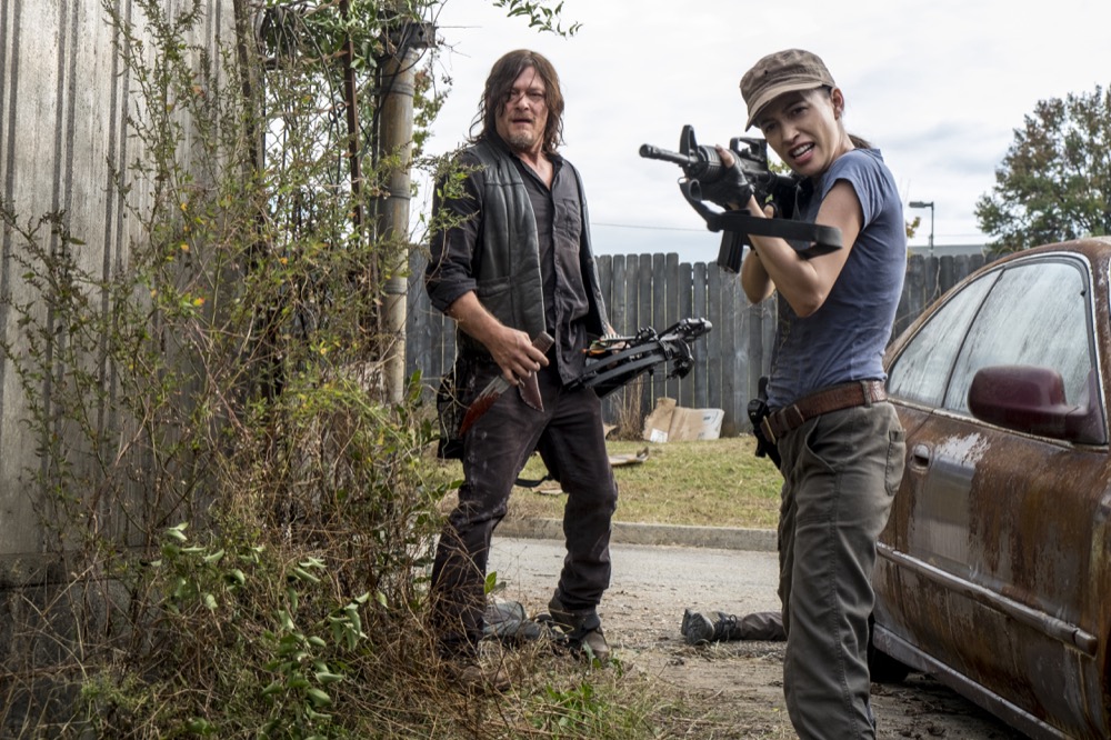 Norman Reedus as Daryl Dixon, Christian Serratos as Rosita Espinosa - The Walking Dead _ Season 8, Episode 15 - Photo Credit: Gene Page/AMC