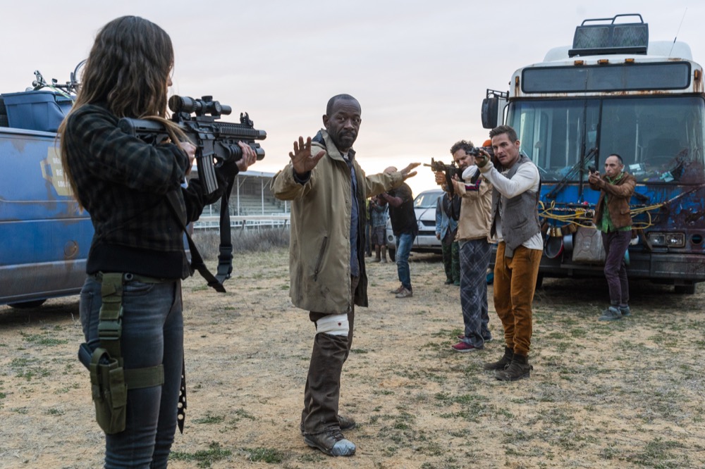 Alycia Debnam-Carey as Alicia Clark, Lennie James as Morgan Jones, Kevin Zegers as Mel - Fear the Walking Dead _ Season 4, Episode 6 - Photo Credit: Richard Foreman, Jr/AMC