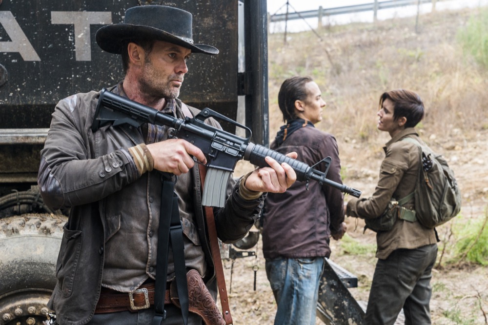 Garret Dillahunt as John Dorie, Maggie Grace as Althea, Frank Dillane as Nick Clark - Fear the Walking Dead _ Season 4, Episode 3 - Photo Credit: Richard Foreman, Jr/AMC