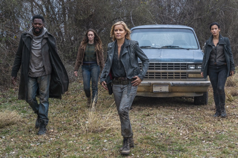 Colman Domingo as Victor Strand, Alycia Debnam-Carey as Alicia Clark, Kim Dickens as Madison Clark, Danay Garcia as Luciana - Fear the Walking Dead _ Season 4, Episode 8 - Photo Credit: Richard Foreman, Jr/AMC