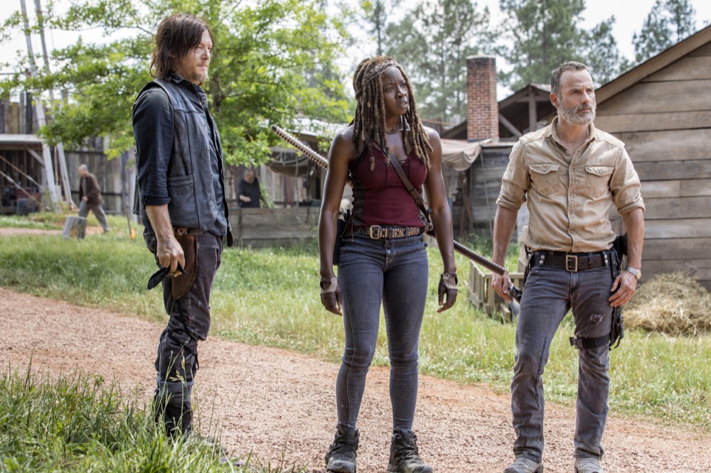 Norman Reedus as Daryl Dixon, Andrew Lincoln as Rick Grimes, Danai Gurira as Michonne - The Walking Dead _ Season 9, Episode 1 - Photo Credit: Jackson Lee Davis/AMC