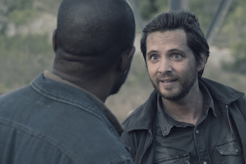 Lennie James as Morgan Jones, Aaron Stanford as Jim - Fear the Walking Dead _ Season 4, Episode 11 - Photo Credit: Ryan Green/AMC