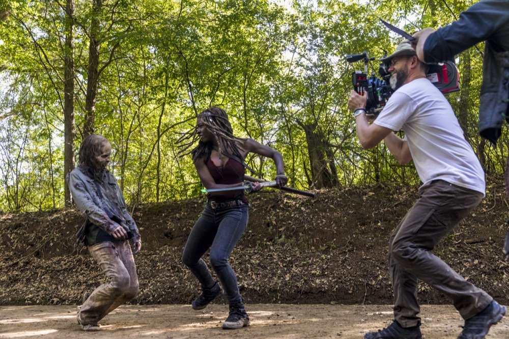 BTS, Danai Gurira as Michonne - The Walking Dead _ Season 9, Episode 1 - Photo Credit: Jackson Lee Davis/AMC