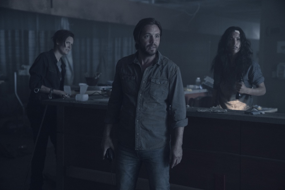 Maggie Grace as Althea, Aaron Stanford as Jim, Danay Garcia as Luciana - Fear the Walking Dead _ Season 4, Episode 14 - Photo Credit: Ryan Green/AMC