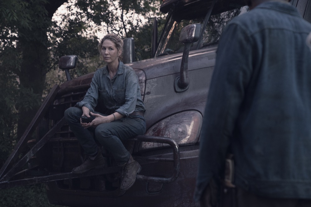 Lennie James as Morgan Jones, Jenna Elfman as Naomi - Fear the Walking Dead _ Season 4, Episode 13 - Photo Credit: Ryan Green/AMC